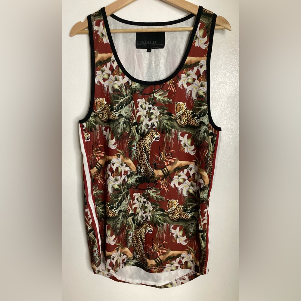 NWOT Jungle Print Tank Top - Burnt Red M